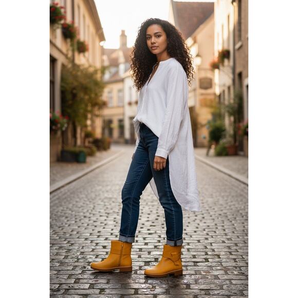 NWOB FITFLOP Knot Mustard Leather Ankle Boots. - Picture 1 of 5